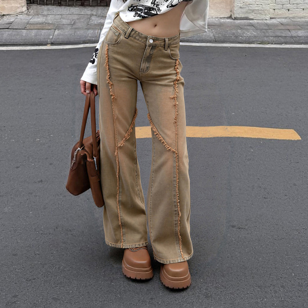 Dame casual wide-leg jeans with fray elements and high waistband Mirla-Eva Jonsson
