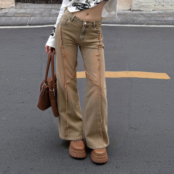Dame casual wide-leg jeans with fray elements and high waistband Mirla-Eva Jonsson