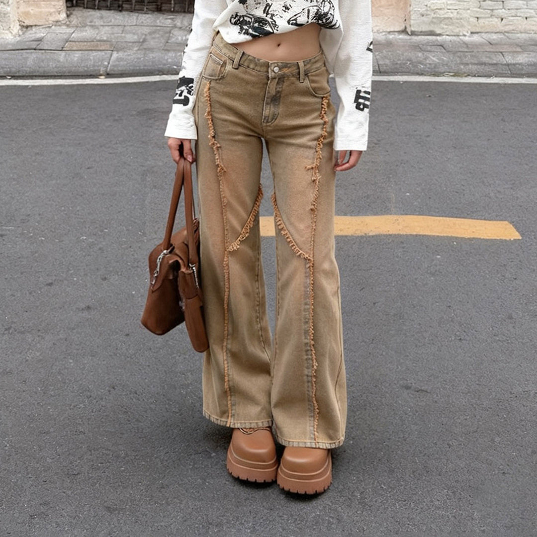 Dame casual wide-leg jeans with fray elements and high waistband Mirla-Eva Jonsson