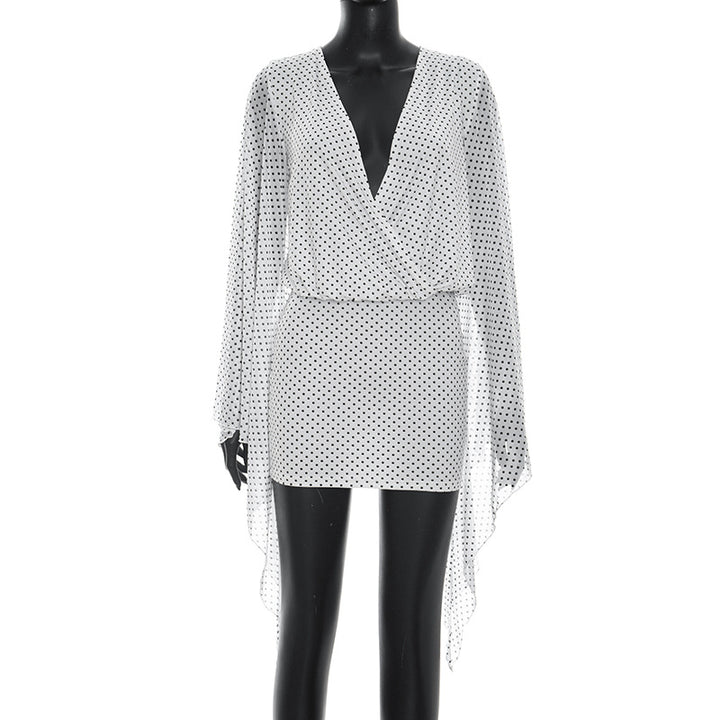 Dame casual wrap dress with transparent sleeves and stylish design Mirla-Eva Jonsson