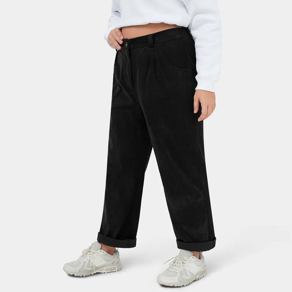 Dame cord trousers with wide leg and pleats Mirla-Eva Jonsson