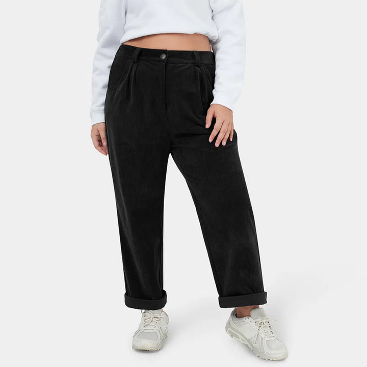 Dame cord trousers with wide leg and pleats Mirla-Eva Jonsson