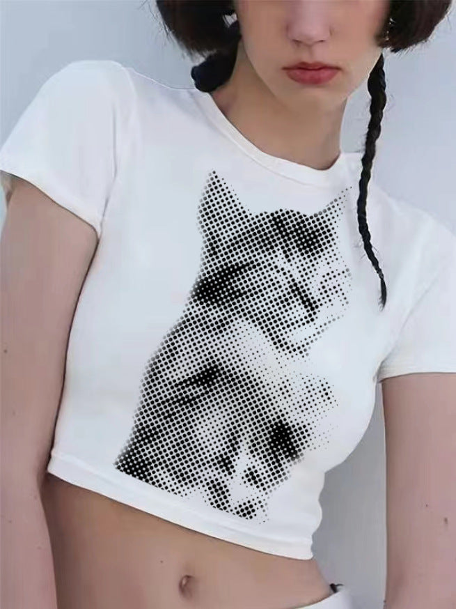Dame crop-t-shirt med kreativa slipsdetaljer Mirla-Eva Jonsson