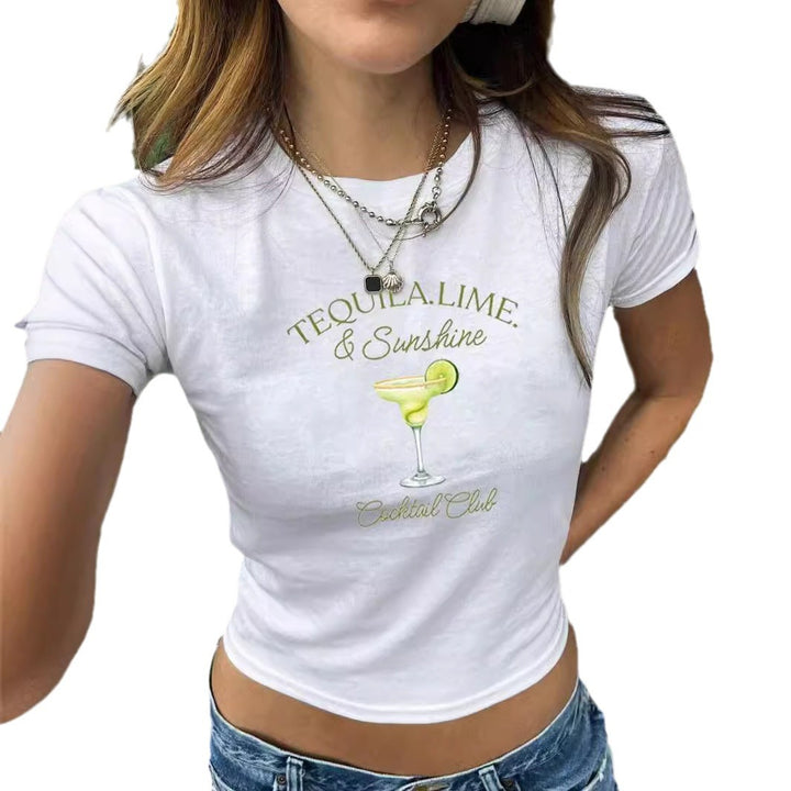Dame crop-t-shirt med kreativa slipsdetaljer Mirla-Eva Jonsson