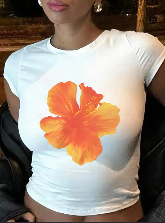 Dame crop-t-shirt med kreativa slipsdetaljer Mirla-Eva Jonsson