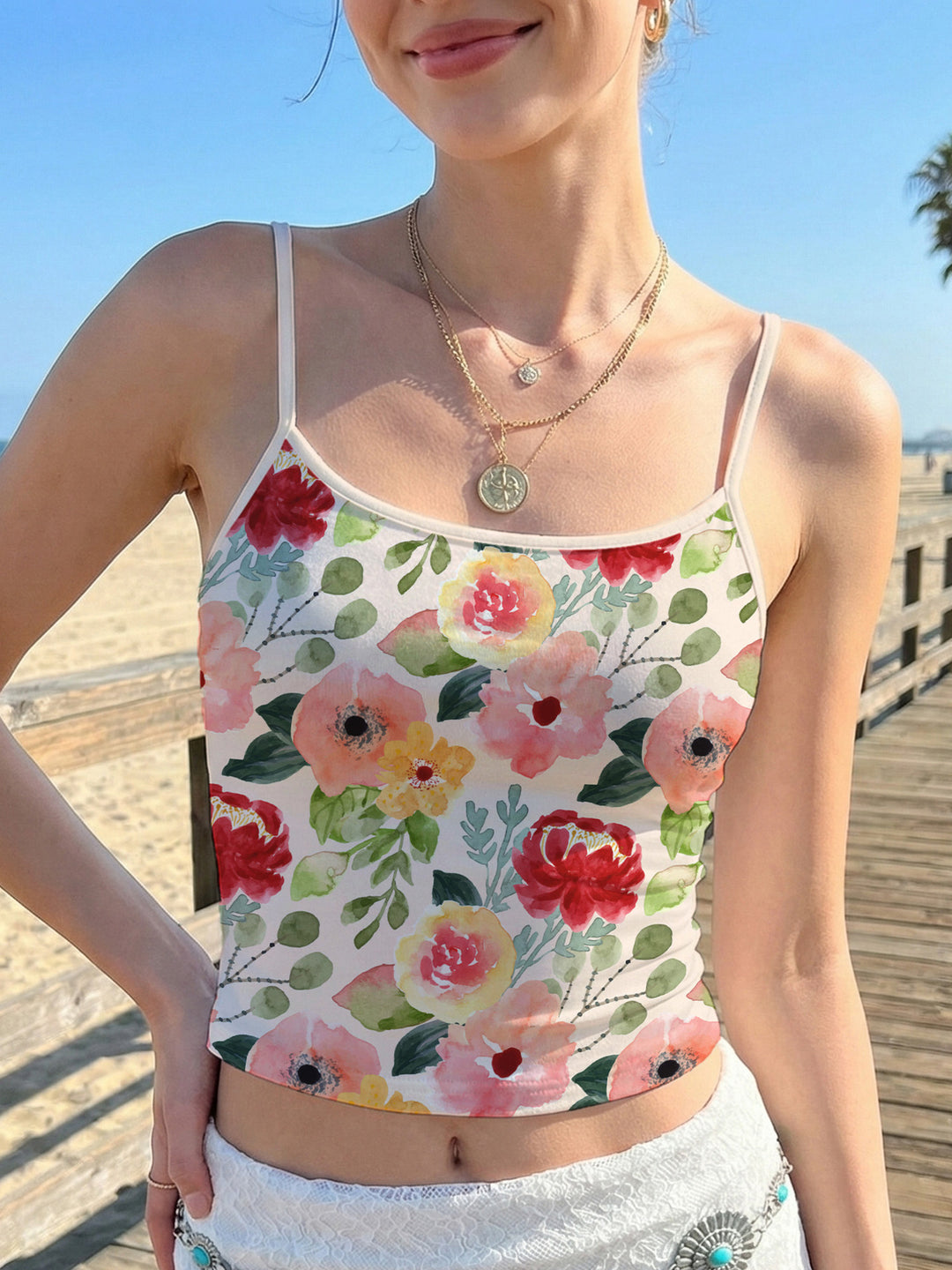 Dame crop-top med färgglad mandala-design Mirla-Eva Jonsson
