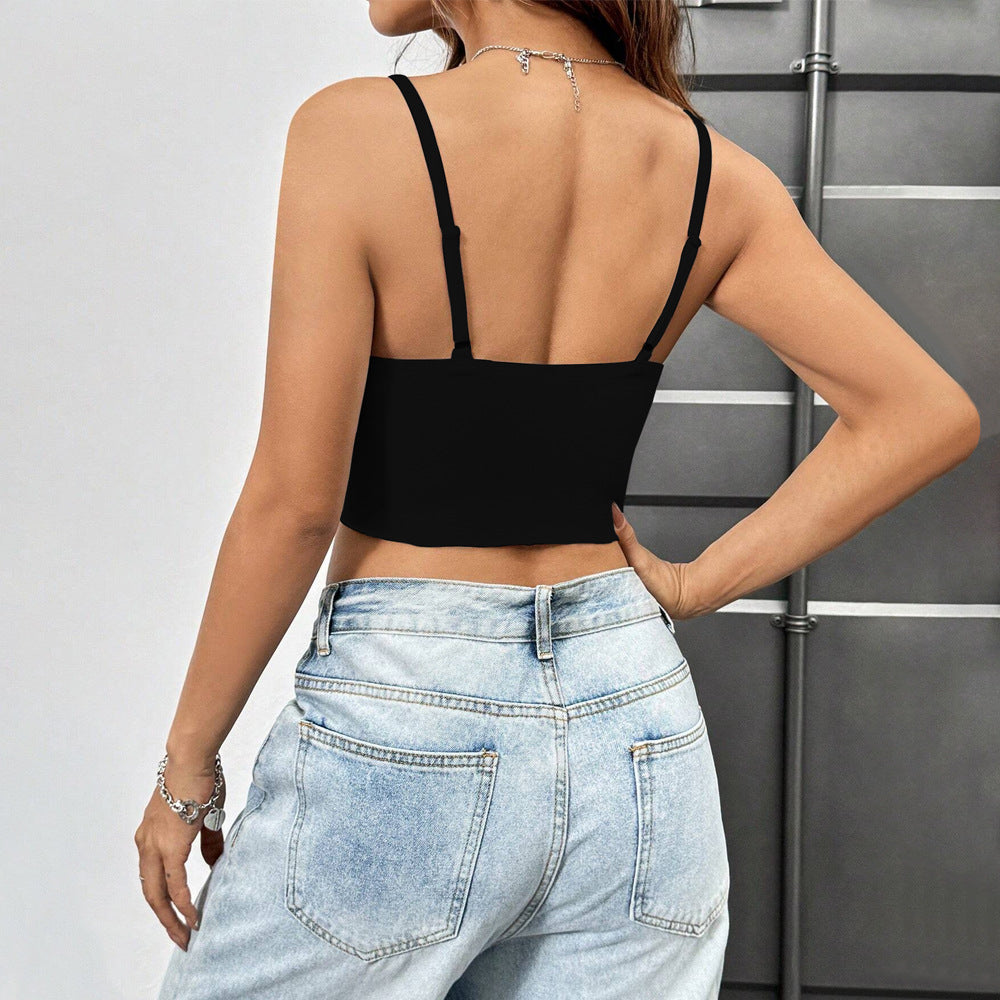 Dame cropped top med knutformat design och axelbandslösa remmar Mirla-Eva Jonsson
