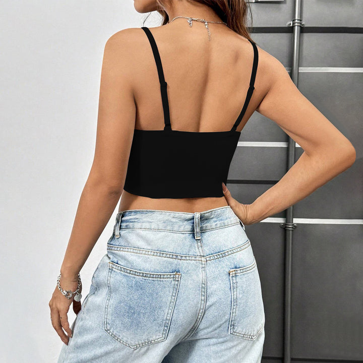 Dame cropped top med knutformat design och axelbandslösa remmar Mirla-Eva Jonsson