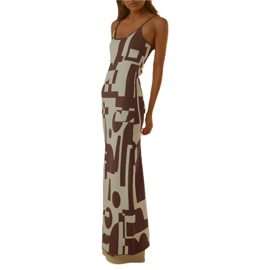 Dame designer midi dress med stiligt grafikmönster Mirla-Eva Jonsson