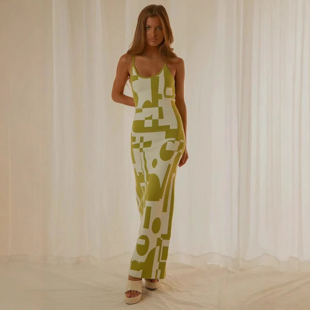 Dame designer midi dress med stiligt grafikmönster Mirla-Eva Jonsson