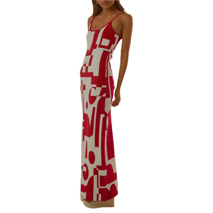 Dame designer midi dress med stiligt grafikmönster Mirla-Eva Jonsson