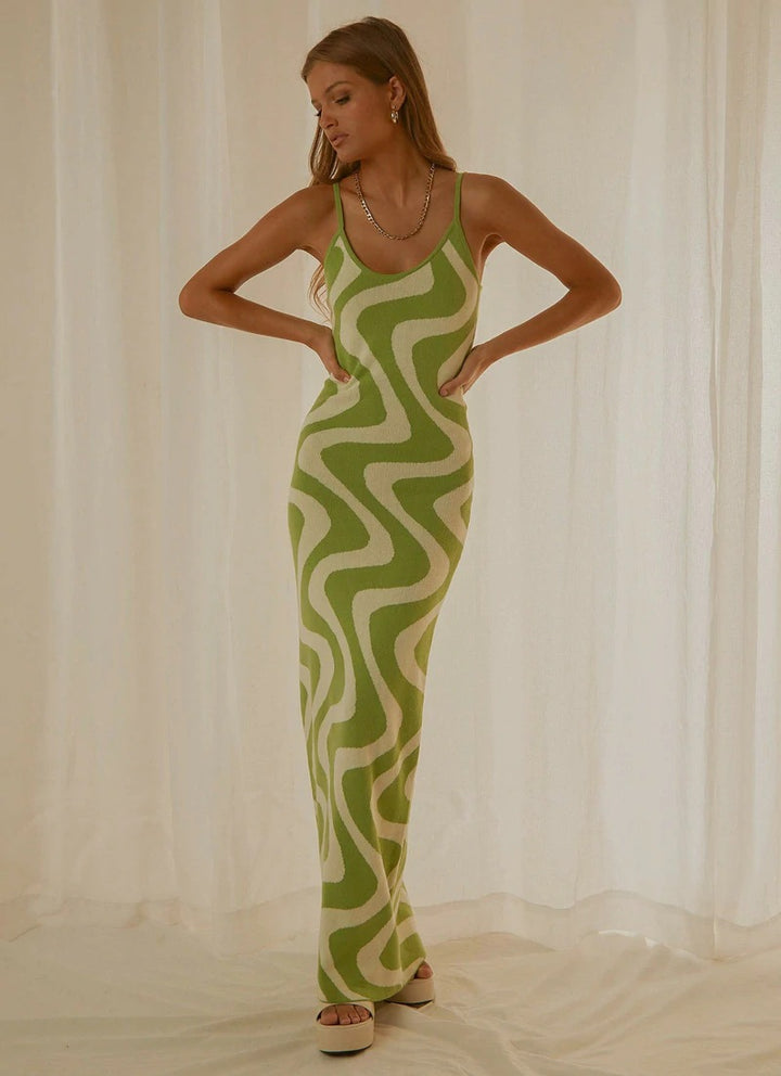 Dame designer midi dress med stiligt grafikmönster Mirla-Eva Jonsson