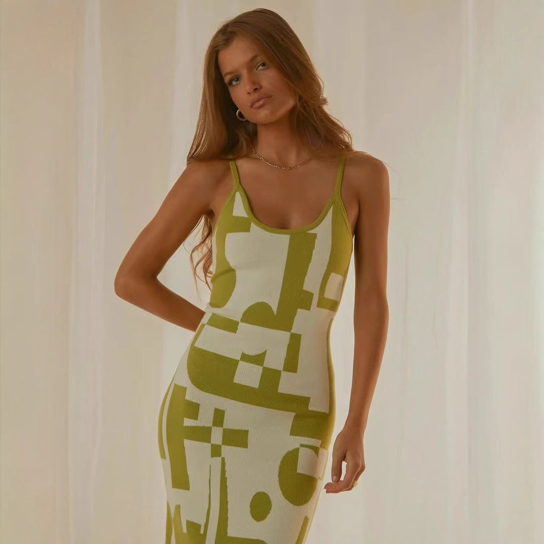 Dame designer midi dress med stiligt grafikmönster Mirla-Eva Jonsson