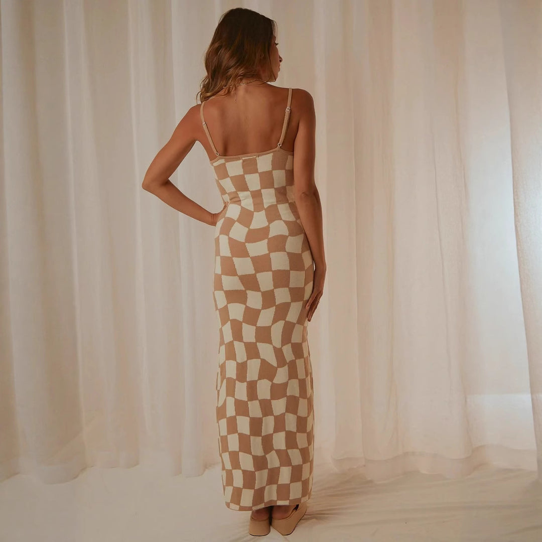 Dame designer midi dress med stiligt grafikmönster Mirla-Eva Jonsson