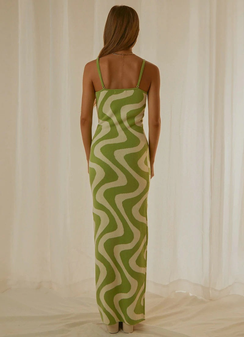 Dame designer midi dress med stiligt grafikmönster Mirla-Eva Jonsson