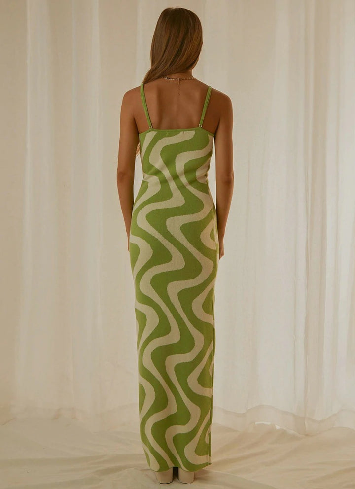 Dame designer midi dress med stiligt grafikmönster Mirla-Eva Jonsson