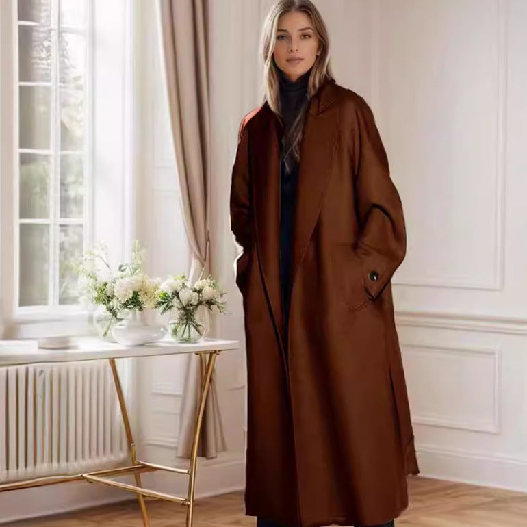 Dame elegant Duster-kappa med rymliga fickor och modern snitt Mirla-Eva Jonsson