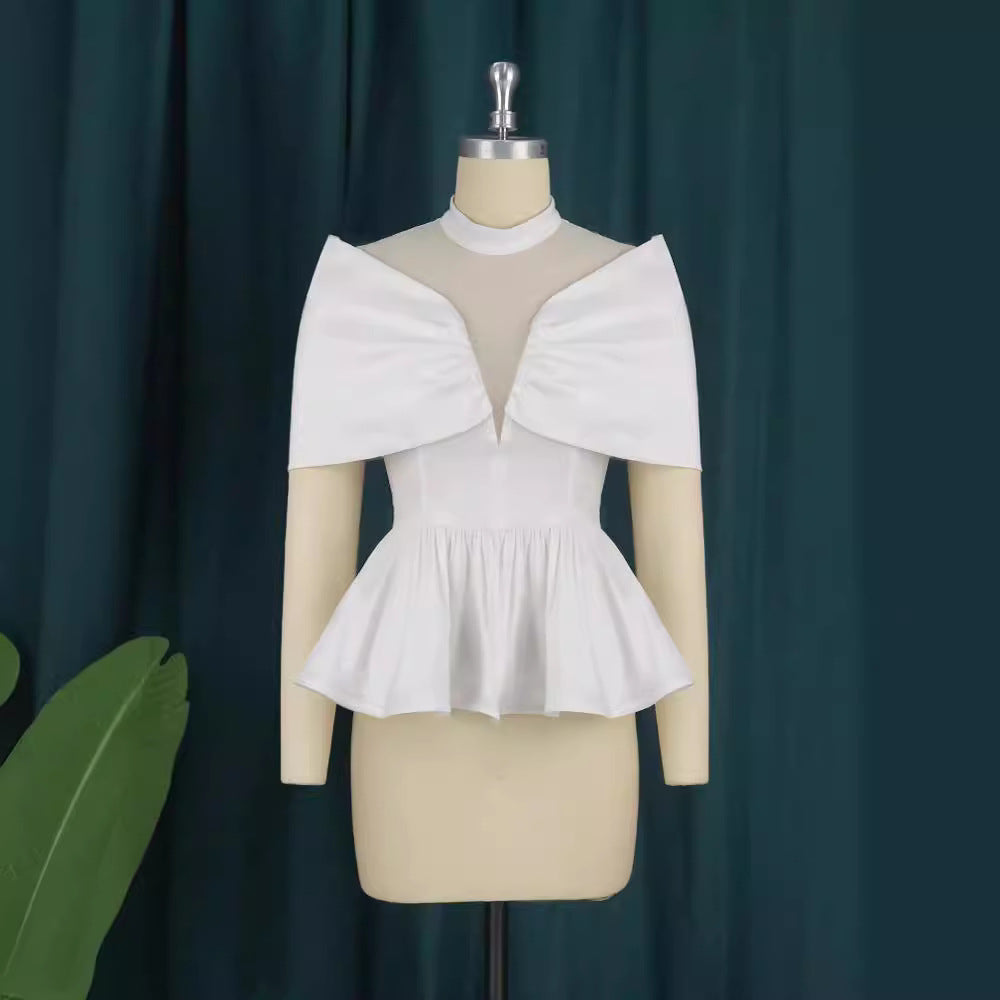 Dame elegant Peplum-blus med genomskinliga detaljer Mirla-Eva Jonsson