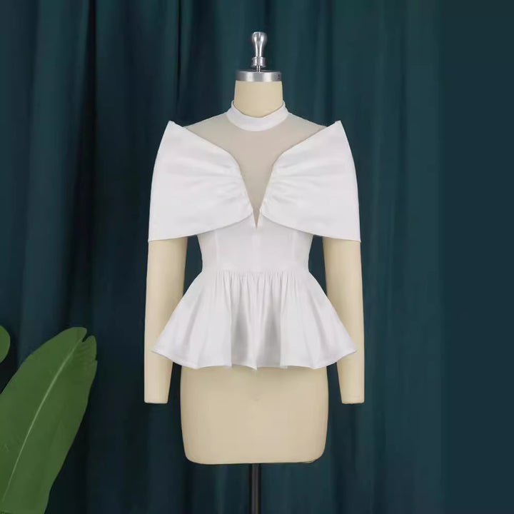 Dame elegant Peplum-blus med genomskinliga detaljer Mirla-Eva Jonsson