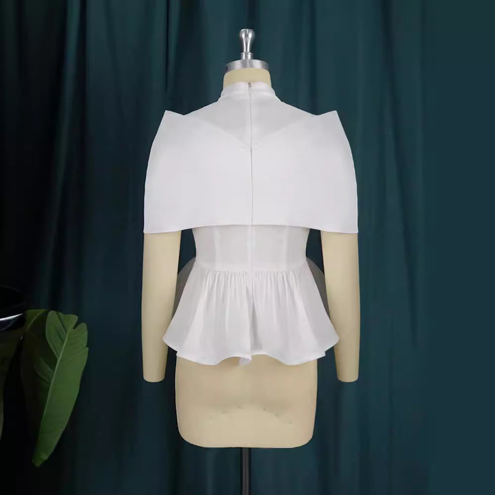 Dame elegant Peplum-blus med genomskinliga detaljer Mirla-Eva Jonsson