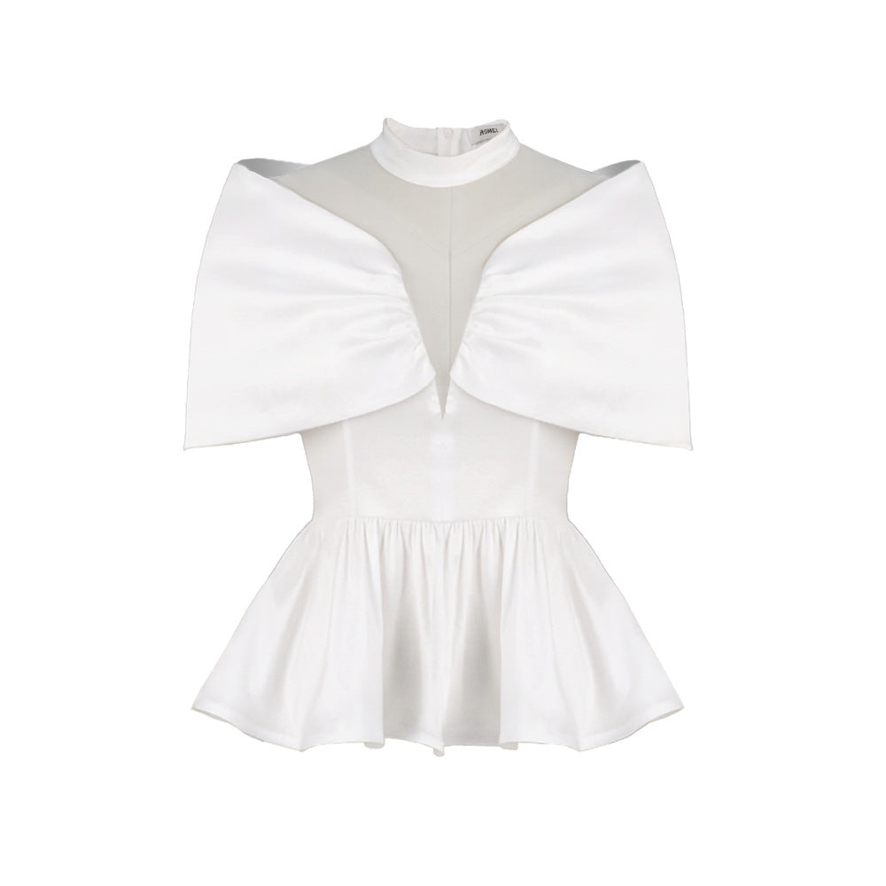 Dame elegant Peplum-blus med genomskinliga detaljer Mirla-Eva Jonsson
