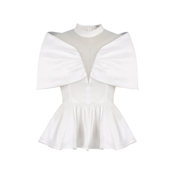 Dame elegant Peplum-blus med genomskinliga detaljer Mirla-Eva Jonsson