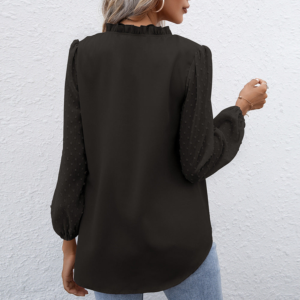 Dame elegant blus med strukturerade ärmdetaljer Eva Jonsson-Eva Jonsson