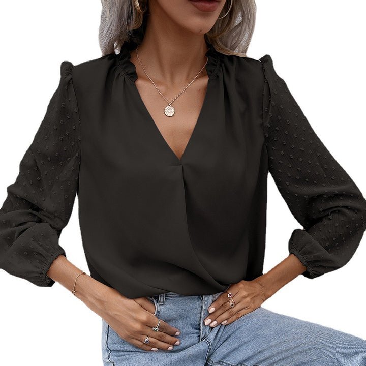 Dame elegant blus med strukturerade ärmdetaljer Eva Jonsson-Eva Jonsson