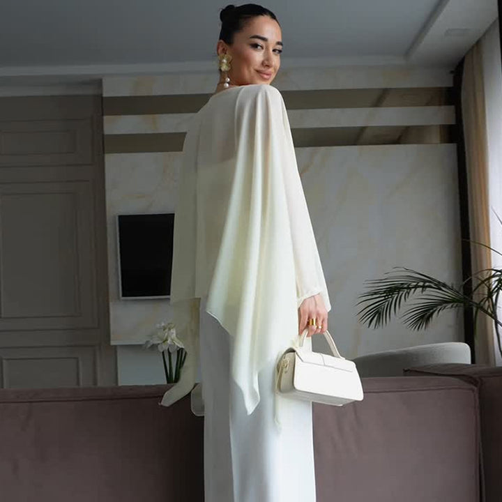 Dame elegant chiffonblus med asymmetrisk skärning Mirla-Eva Jonsson