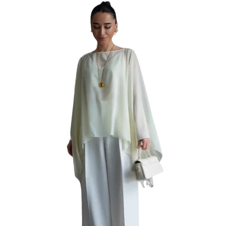 Dame elegant chiffonblus med asymmetrisk skärning Mirla-Eva Jonsson
