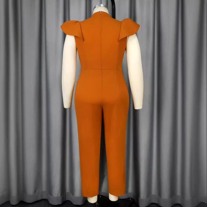 Dame elegant jumpsuit med raffinerad halsringning och volymärmar Mirla-Eva Jonsson