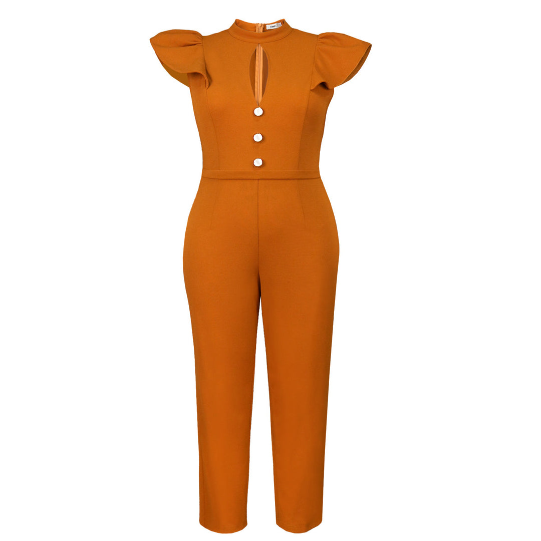 Dame elegant jumpsuit med raffinerad halsringning och volymärmar Mirla-Eva Jonsson