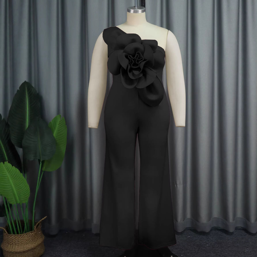 Dame elegant jumpsuit med unik blomapplikation Mirla-Eva Jonsson