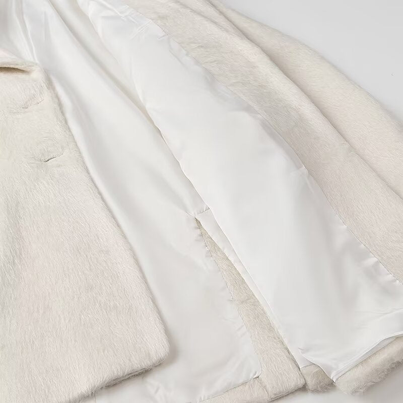 Dame elegant konstpäls-blazer med praktiska fickor Mirla-Eva Jonsson