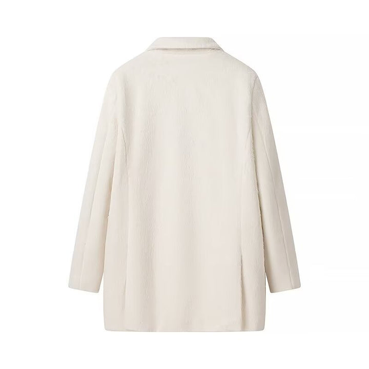 Dame elegant konstpäls-blazer med praktiska fickor Mirla-Eva Jonsson