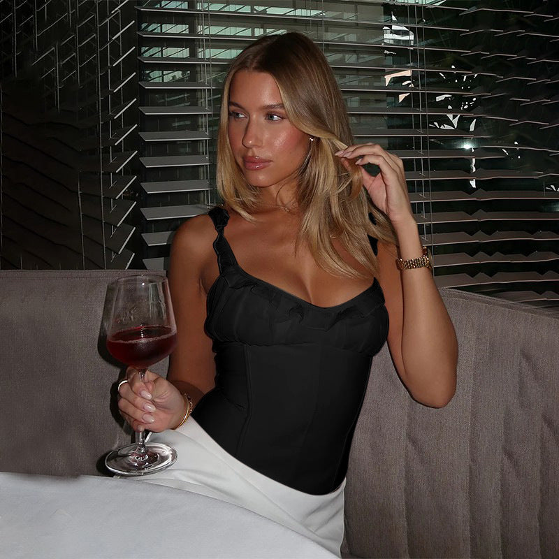 Dame elegant korset med volangdetaljer Mirla-Eva Jonsson