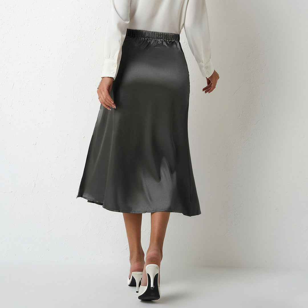 Dame elegant midiskirt med flytande skärning och satinfinish Mirla-Eva Jonsson