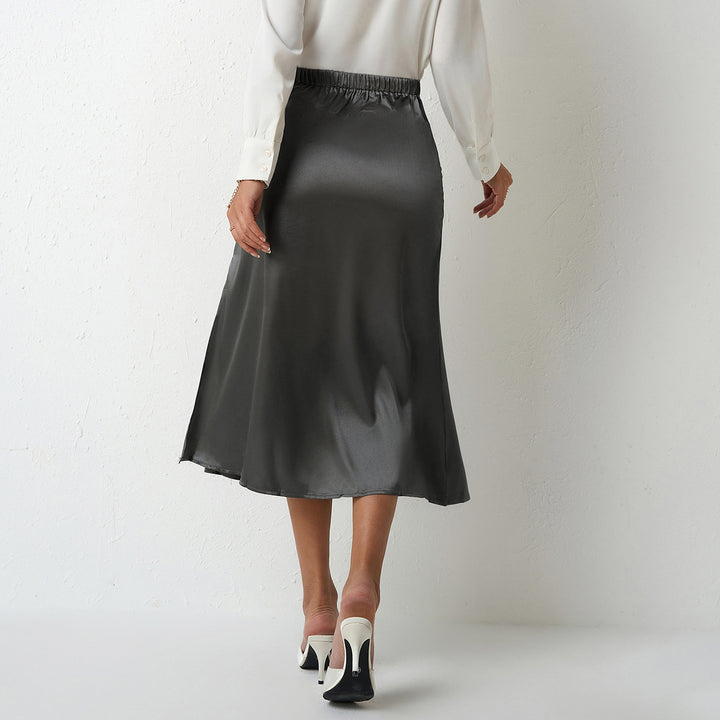 Dame elegant midiskirt med flytande skärning och satinfinish Mirla-Eva Jonsson