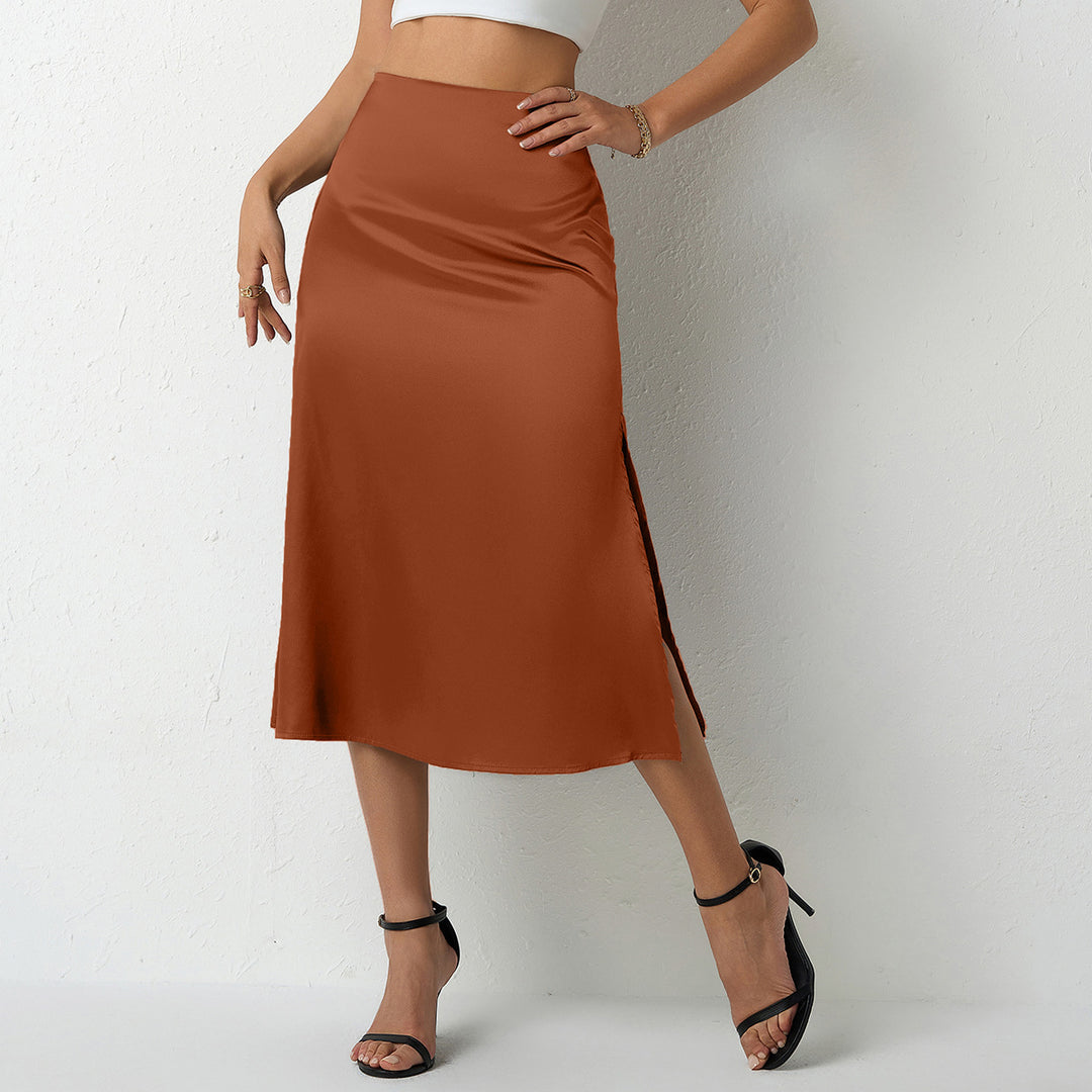 Dame elegant midiskirt med flytande skärning och satinfinish Mirla-Eva Jonsson