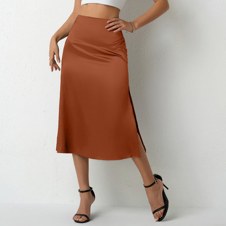 Dame elegant midiskirt med flytande skärning och satinfinish Mirla-Eva Jonsson