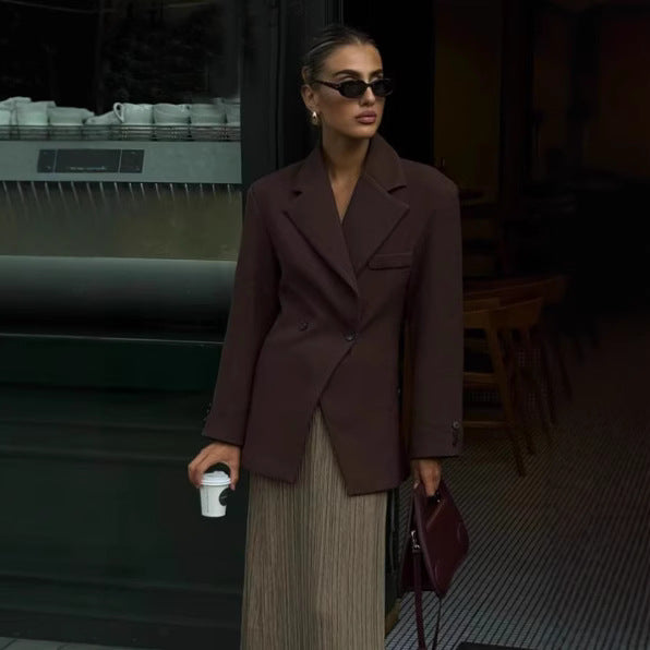 Dame elegant oversized blazerjacka med dubbelknapprad och fickor Mirla-Eva Jonsson