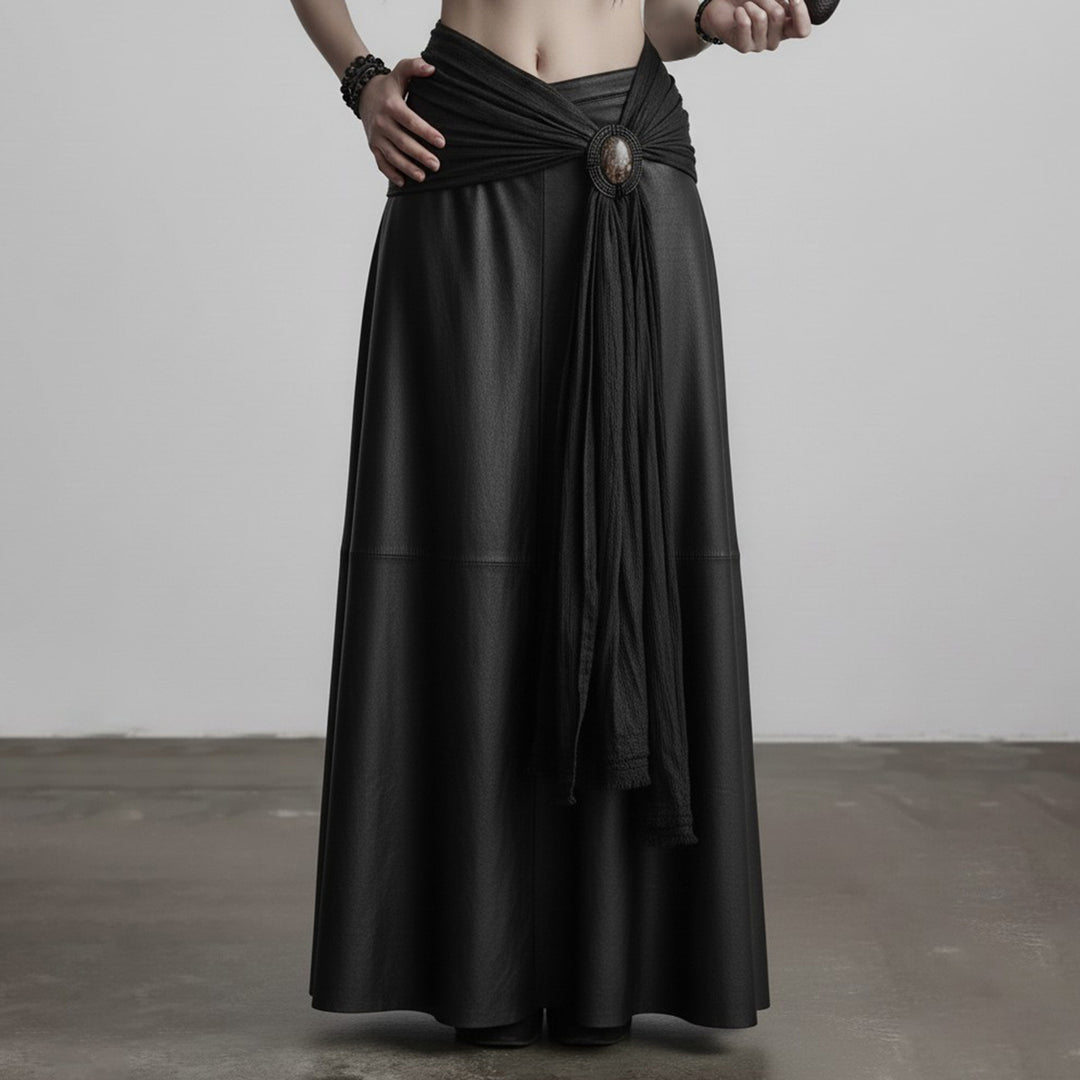 Dame elegant satin kveld skjørt med raffinerte volanger og spiss detaljer Mirla-Eva Jonsson