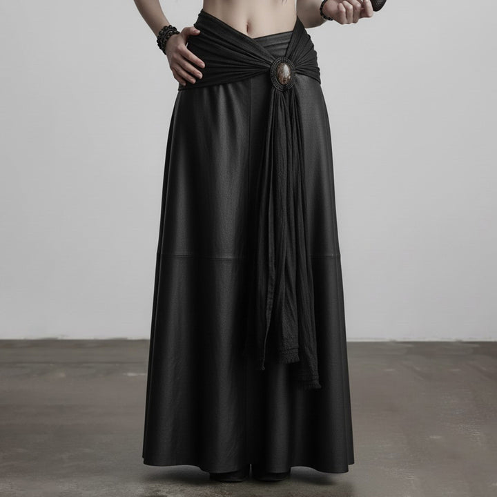 Dame elegant satin kveld skjørt med raffinerte volanger og spiss detaljer Mirla-Eva Jonsson