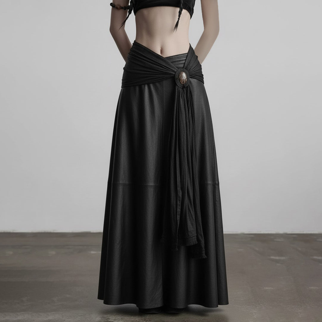 Dame elegant satin kveld skjørt med raffinerte volanger og spiss detaljer Mirla-Eva Jonsson