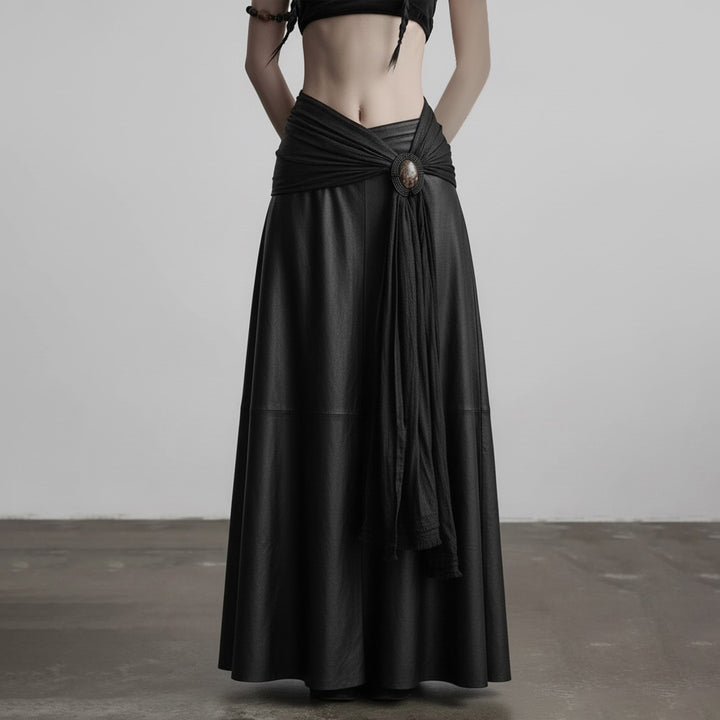 Dame elegant satin kveld skjørt med raffinerte volanger og spiss detaljer Mirla-Eva Jonsson