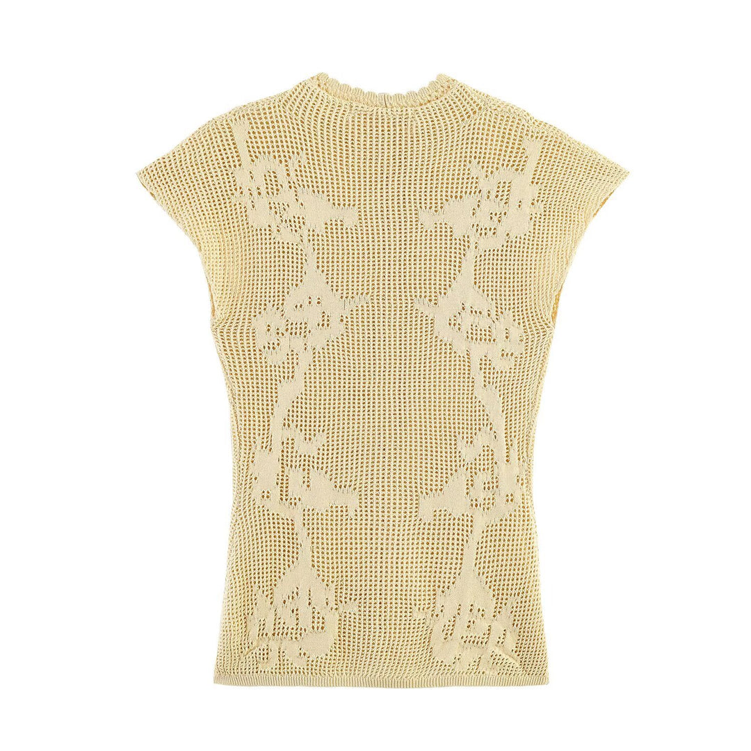 Dame elegant stickad blus med filigranmönster Mirla-Eva Jonsson