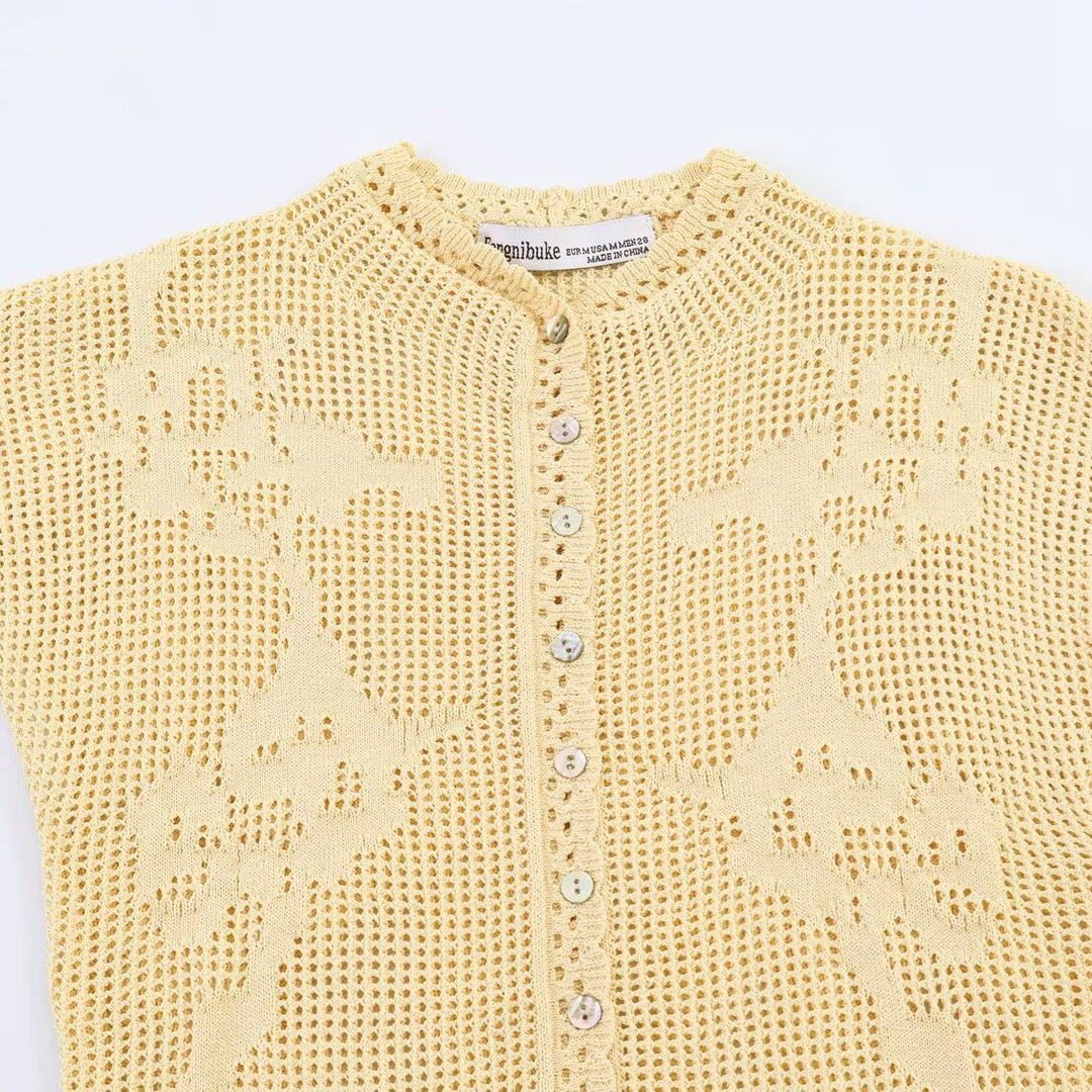 Dame elegant stickad blus med filigranmönster Mirla-Eva Jonsson