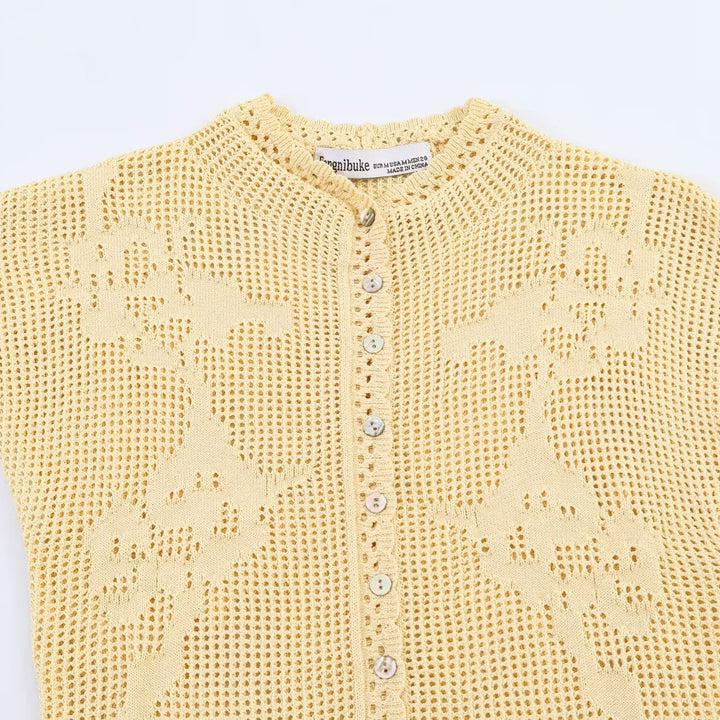 Dame elegant stickad blus med filigranmönster Mirla-Eva Jonsson