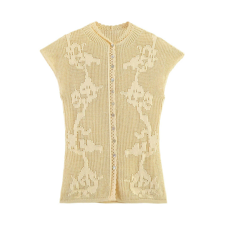 Dame elegant stickad blus med filigranmönster Mirla-Eva Jonsson