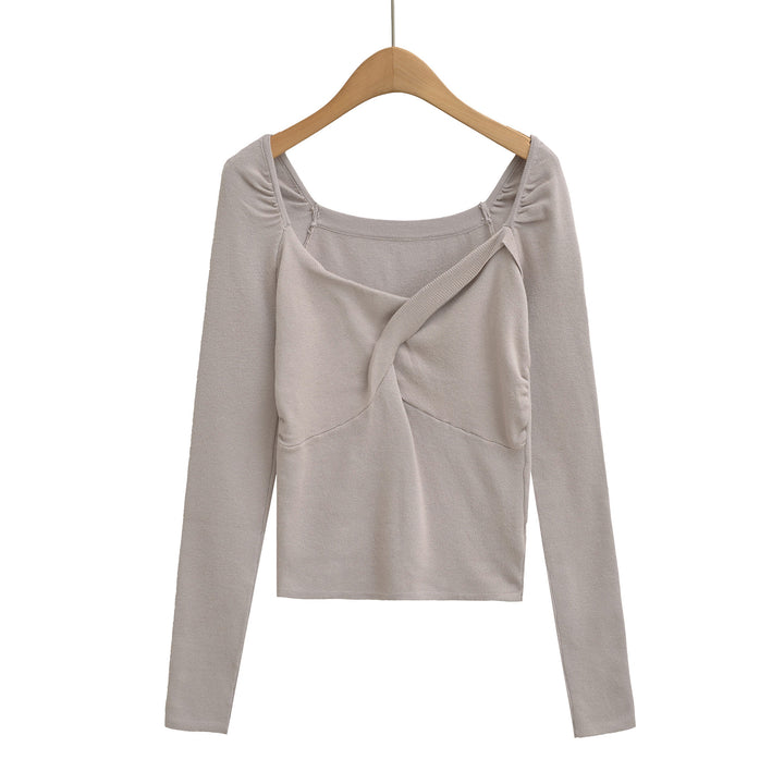 Dame elegant topp med rynkat design och snygg båthals Mirla-Eva Jonsson